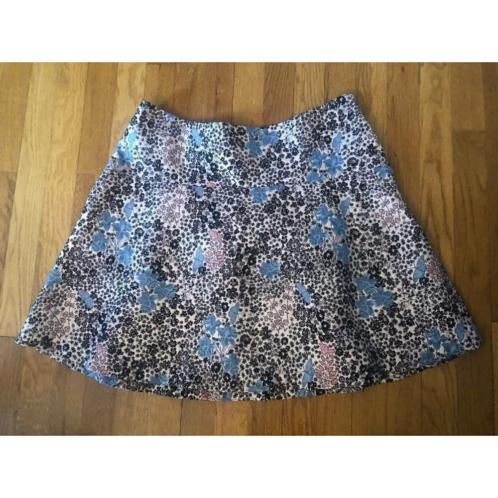NWT LOFT Womens Size 12 Pink Blue Floral A-Line Skirt Tapestry